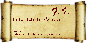 Fridrich Ignácia névjegykártya